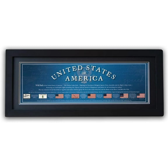 History America We The People Framed Art Print Poster | US Constitution Patriotic Historical Wall Art | 11 3/4 x 36 inches with Flat Frame