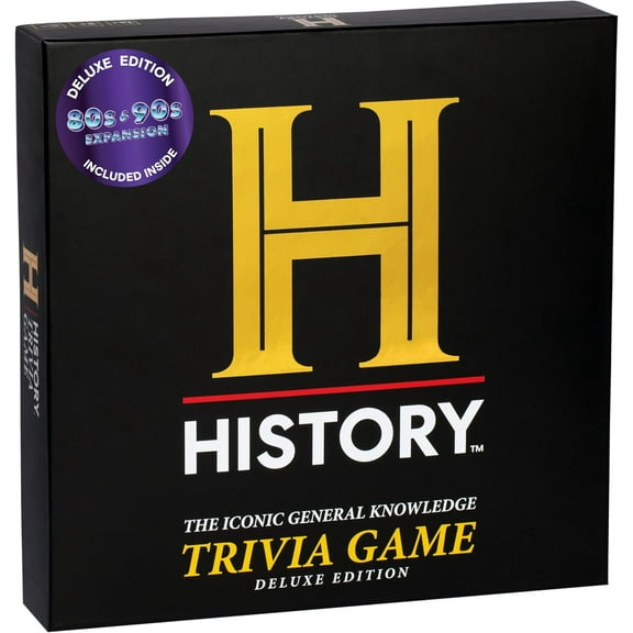 History Channel Trivia Board Game Deluxe Edition with 80s & 90s Expansion Pack - 2400+ General Knowledge Questions. Fun Party Card Game for Adults, Family & Teens in The Pursuit of Trivial Knowledge