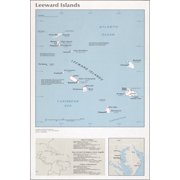 History Galore CIA Map of Leeward Islands 24"x36" Framed Poster