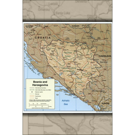 History Galore Cia Map of Bosnia and Herzegovina 24" x 36" Poster