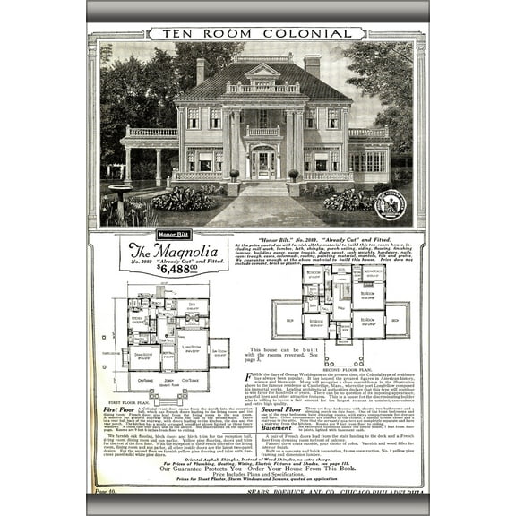 History Galore Floorplan Magnolia Kit House 1921 Sears Modern Homes 24"x36" Poster