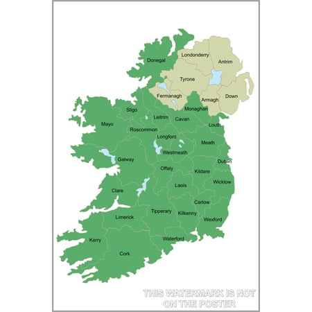 History Galore Gallery Poster Ireland Counties 36" x 24" Poster