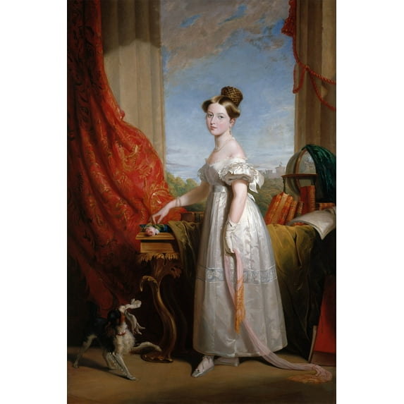 History Galore George Hayter Portrait of Young Queen Victoria with Her Spaniel Dash 24" x 36" Poster