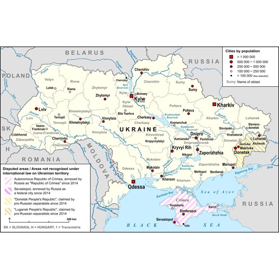History Galore Map of Ukraine 24 x 36 Framed Poster