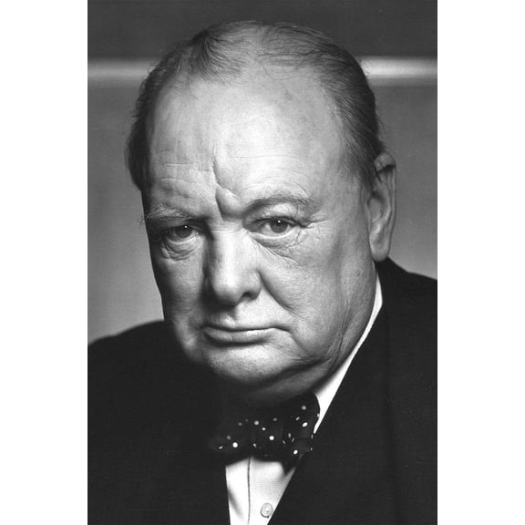 History Galore Sir Winston Churchill close up Gallery 24" x 36" Framed Poster