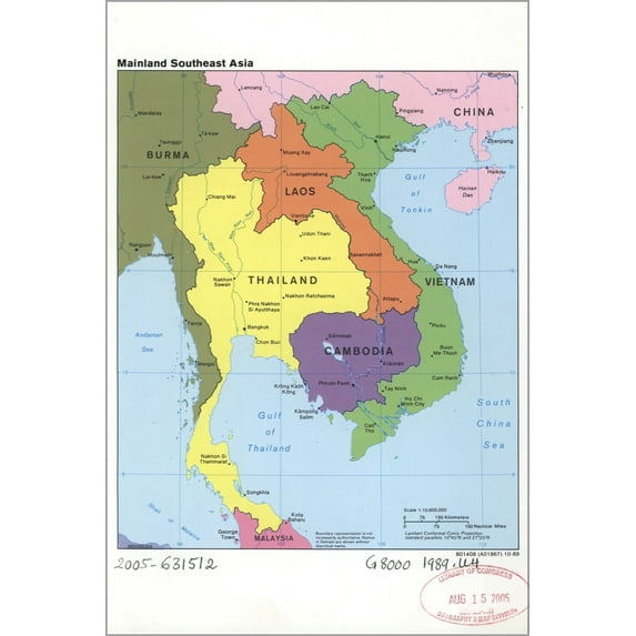 History Galore Vietnam Laos Cambodia Map 24" x 36" Framed Poster