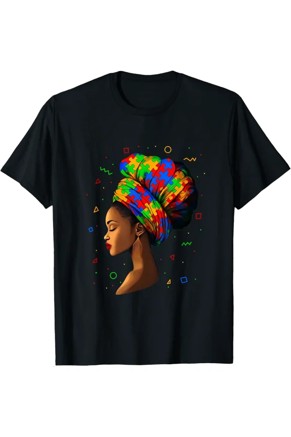 History Month Autism Awareness Melanin Woman Puzzles T-shirt