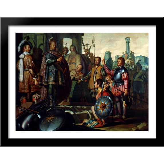 History Painting 36x28 Large Black Wood Framed Print Art by Rembrandt