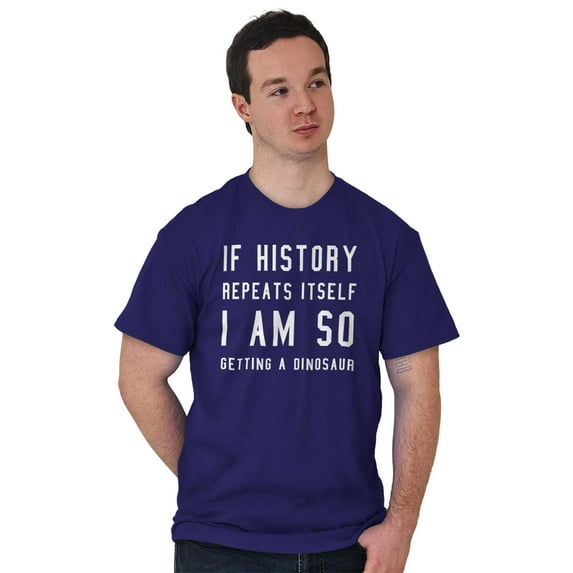 History Repeats Itself Dinosaur Pet Plus Size Crewneck Graphic Tee Shirt Brisco Brands 3X