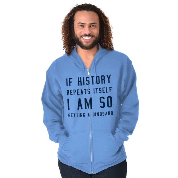 History Repeats Itself Dinosaur Pet Zip Up Hoodie Men's Women's Brisco Brands 5X