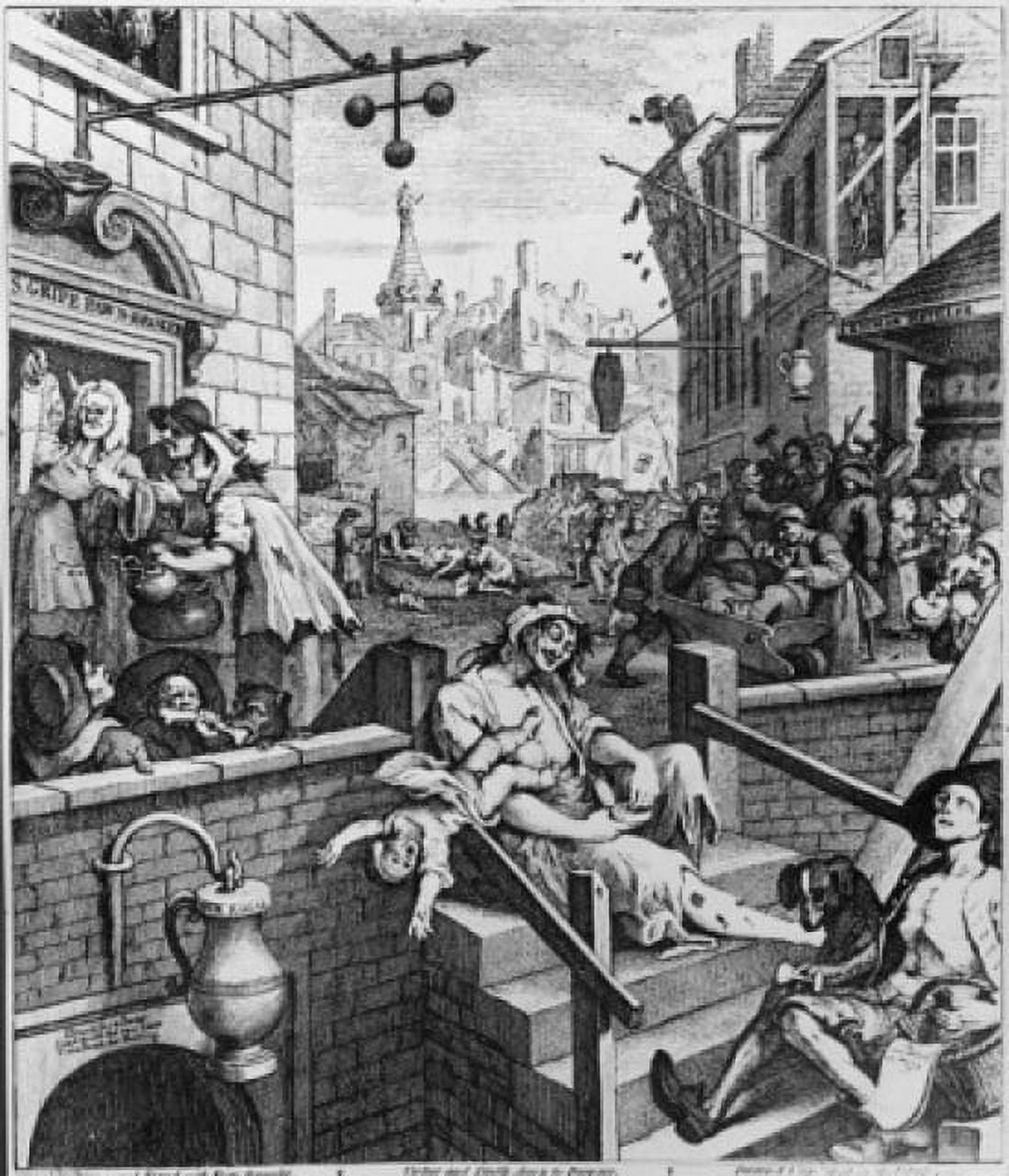 History of Alcoholism - Temperance in Europe Gin Lane London - 1751 William Hogarth (1697-1764British) Canvas Art - William Hogarth (24 x 36)