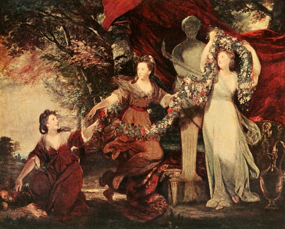 History of Art 1911 Graces decorating a terminal figure of Hymen Canvas Art - Joshua Reynolds (24 x 36)