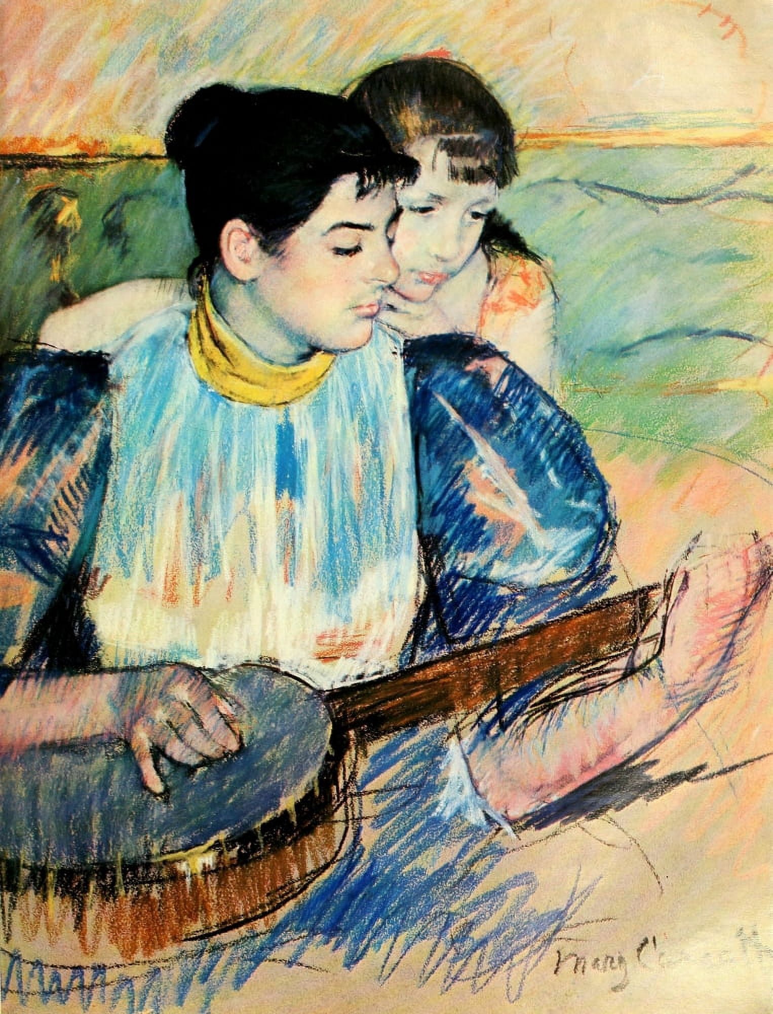 History of Music 1959 The Banjo Lesson Canvas Art - Mary Cassatt (24 x 36)