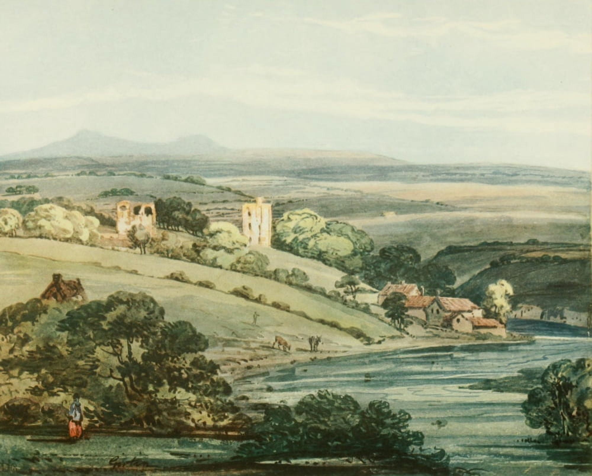 History of Northumberland 1893 Etal Castle Canvas Art - Thomas Girtin (24 x 36)
