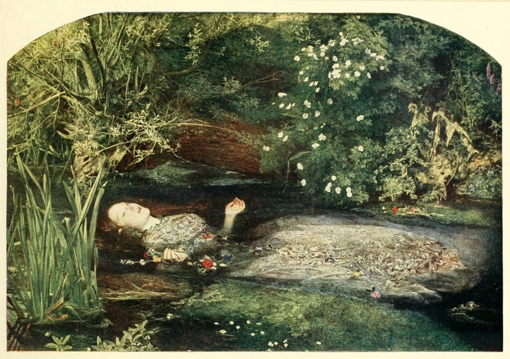 History of Painting 1900 Ophelia Canvas Art - John E Millais (18 x 24)