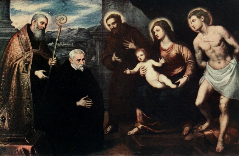 History of Painting 1911 Virgin & Saints Canvas Art - Tintoretto (18 x 24)