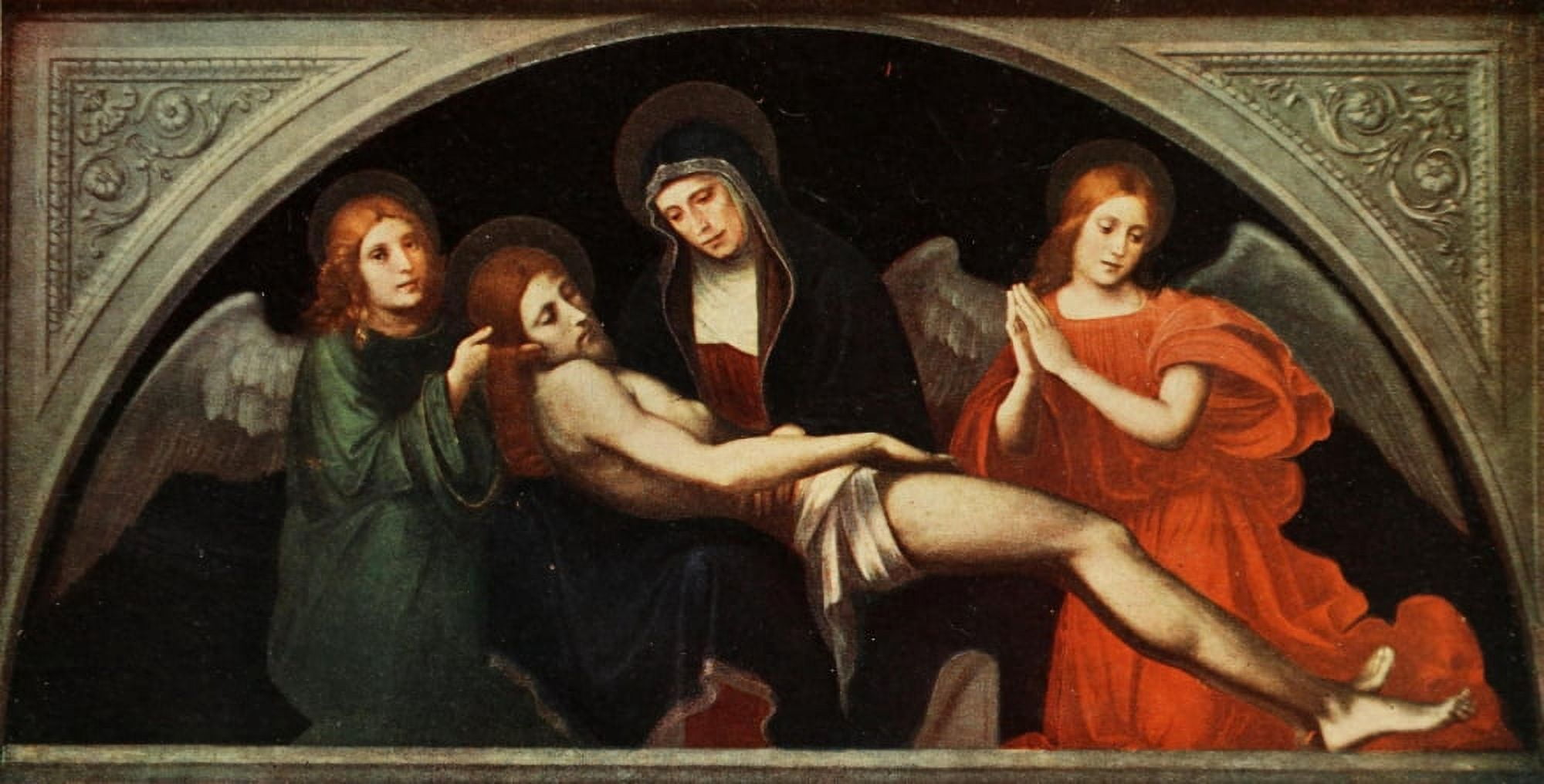 History of Painting 1911 Virgin weeping over Christ Canvas Art - Francesco Raibolini (24 x 36)