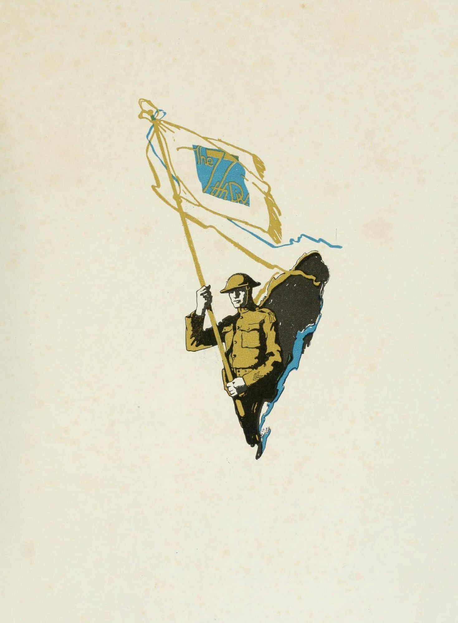 History of the 77th Division 1919 Soldier with Flag Canvas Art - Unknown (24 x 36)