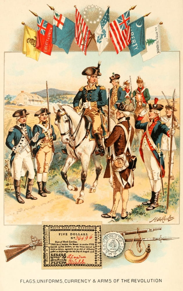 History of the United States 1900 Flags Uniforms Currency & Arms Canvas Art - Henry A Ogden (18 x 24)