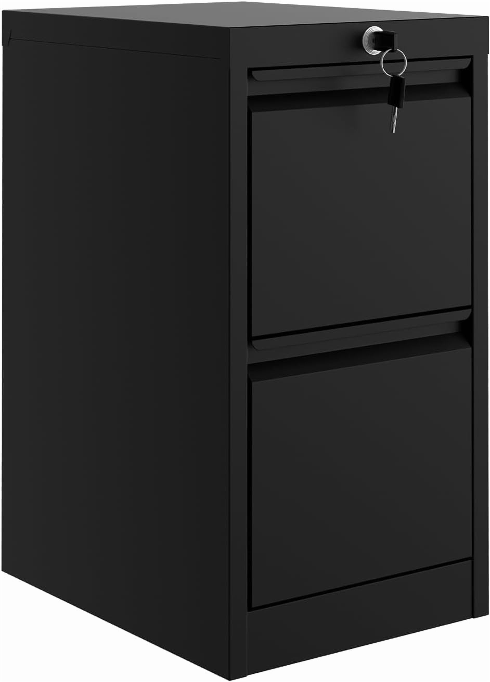 Historyli 1 Drawer File Cabinet with Lock, Heavy Duty Metal Filing Cabinets, Vertical Small Filing Cabinet Steel Lockable Storage Cabinets for Home Office, Legal/Letter Size File,Black
