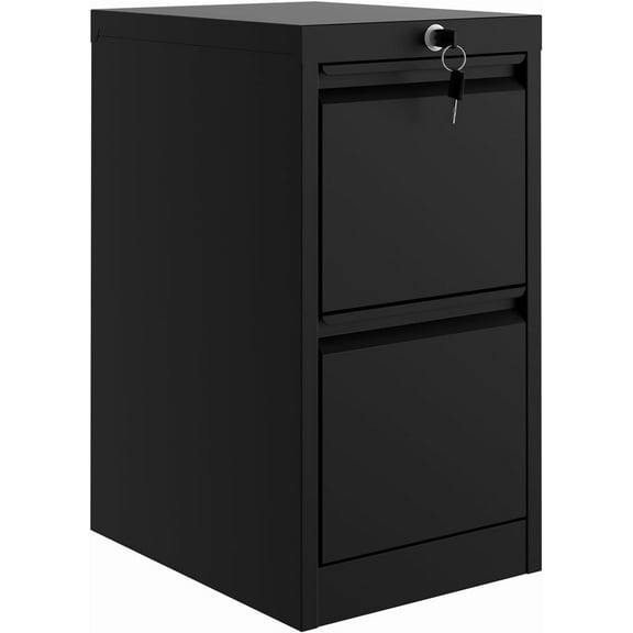 Historyli 1 Drawer File Cabinet with Lock, Heavy Duty Metal Filing Cabinets, Vertical Small Filing Cabinet Steel Lockable Storage Cabinets for Home Office, Legal/Letter Size File,Black