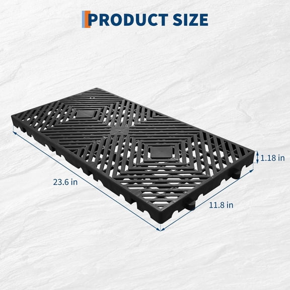 Historyli 12PC Plastic Pallets for Basement Storage, Lightweight Floor Pallets with Grid Ventilation, Black