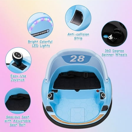 Historyli 12V Ride On Bumper Car, Ride on Toy, Electric Bumping Car, with Remote Control, Blue