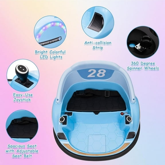 Historyli 12V Ride On Bumper Car, Ride on Toy, Electric Bumping Car, with Remote Control, Blue