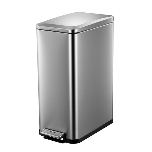 Historyli 13 Gallon/50 L Kitchen Trash Can,Fingerprint-Proof Stainless Steel Garbage Bin with Soft-Close Lid,Narrow Step Waste Bin with Inner Bucket for Dining Room,Bathroom,Stainless Stee