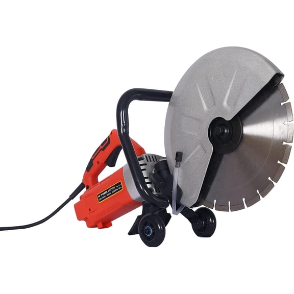 Historyli 14 IN Wet/Dry Concrete Saw with Guide Roller,3000W 4200RPM Speed,Water Line Attachment for Wood Cutting,Black and Silver