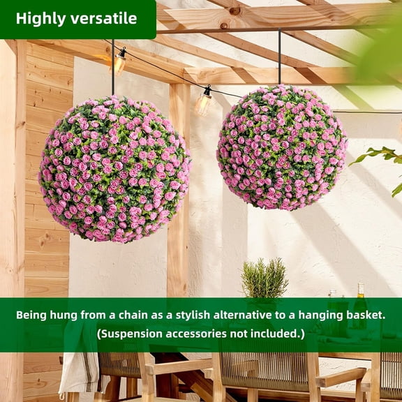 Historyli 15.7Inch Artificial Topiary Balls Set of 2,Flower Topiary Balls Decorative Balls for Wedding Decoration,Pink