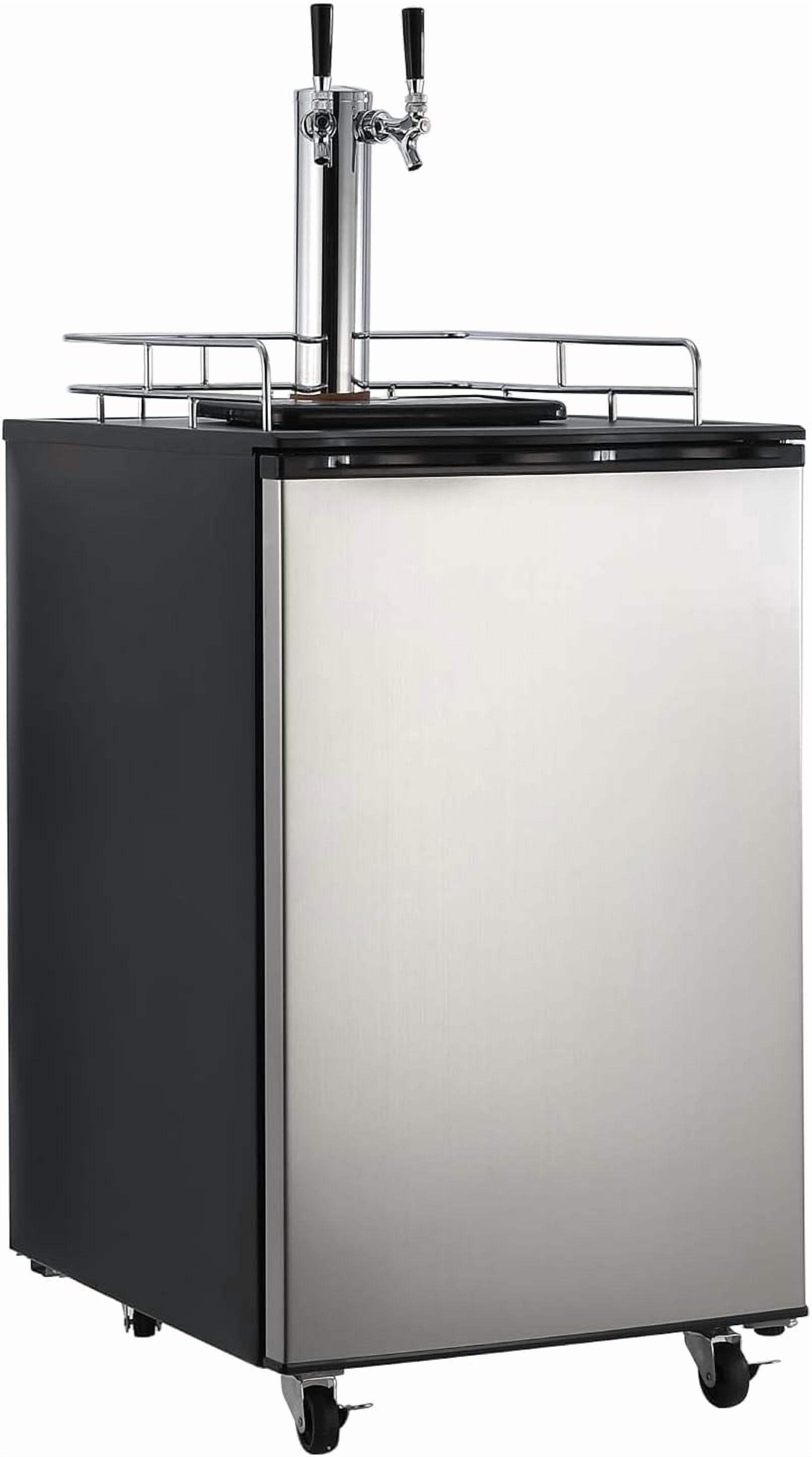 Historyli 170L Beer Kegerator,Stainless Steel Dual Tap Draft Beer Dispenser,Full Size Kegerator and Keg Beer Cooler With Shelves & Drip Tray & 4 Casters,Stainless Steel Keg Dispenser