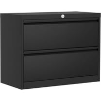 Historyli 2-Drawer File Cabinet with Lock, Metal Lateral Heavy Duty File Storage for Letter/Legal Size Documents, for Home Office | Requires Assembly,Black