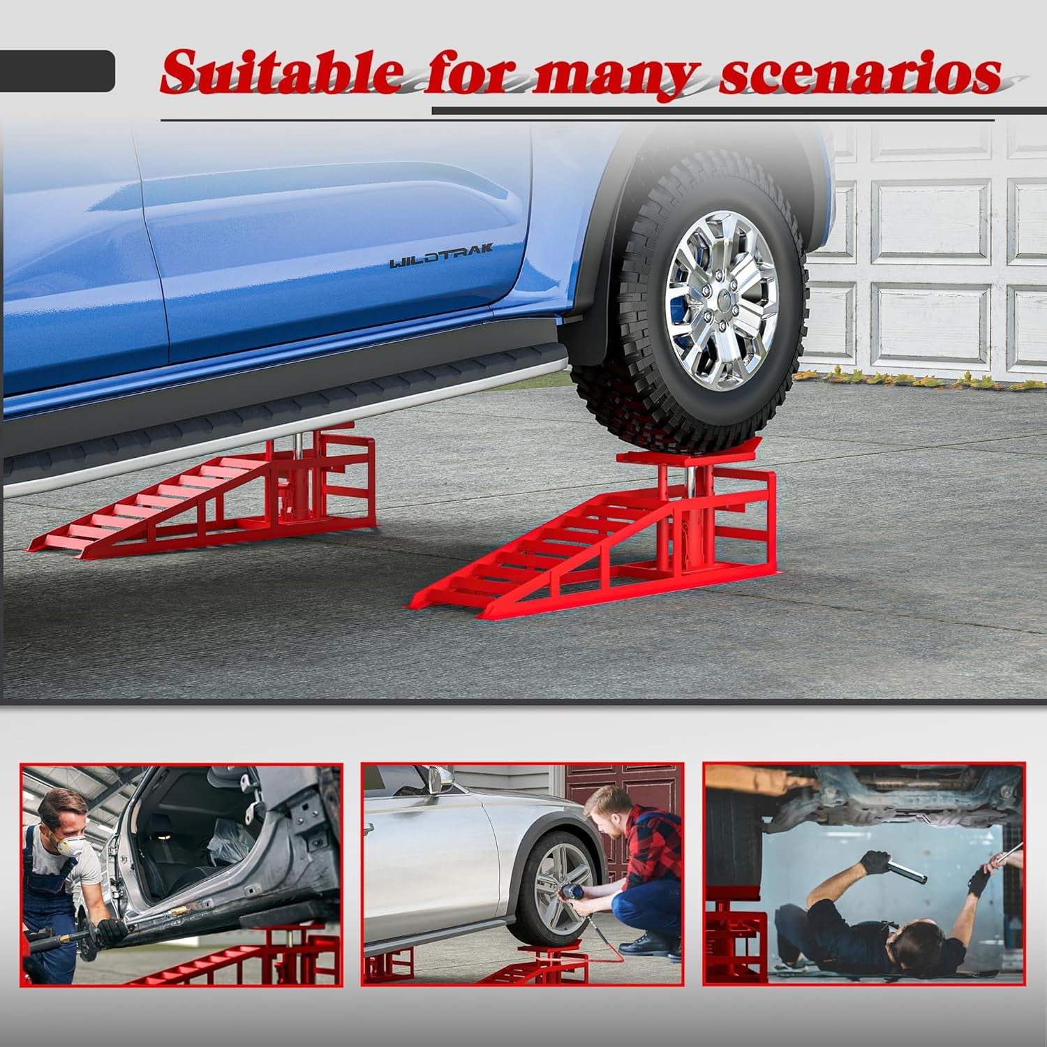 Historyli 2 Pack 5T 11000lbs Car Ramps,Heavy Duty Steel Automotive ...