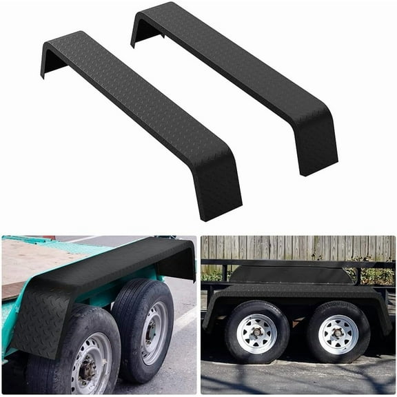 Historyli 2 Pack Tandem Axle Trailer Fenders Fit 13"-15" Tires,72-7/8"x10-1/4"x13" Detachable Double Axle Trailer Fenders,Split Design,Diamond Tread Plate for Car Hauler,Black