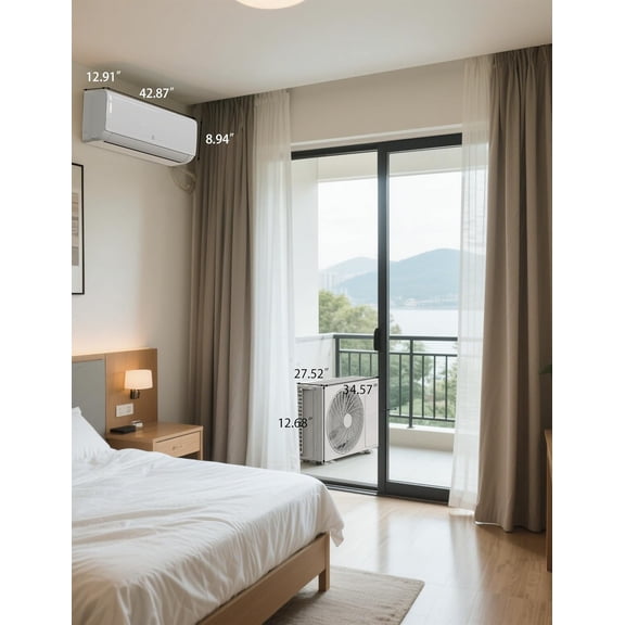 Historyli 24,000 BTU Mini Split Air Conditioner with Heat Pump, 19 SEER2 Inverter AC/Heating System, WiFi/Alexa, White