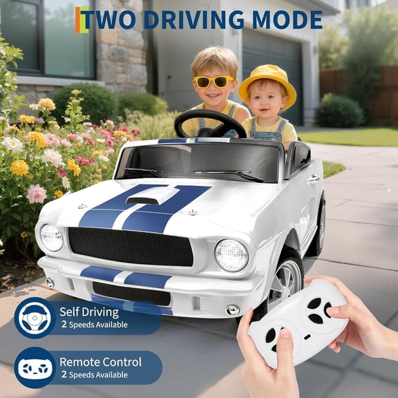 Historyli 24v 7AH 2-Seater Ride-on Car with Remote Control, Dual Safety Belts, 2-Speed Settings & Built-in Music, White