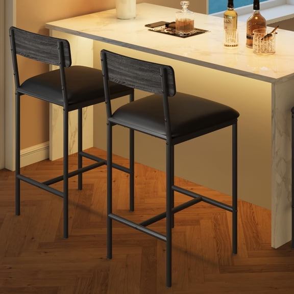 Historyli 2PC Dining Table,Kitchen Table with 2 Upholstered Bar Chairs,3 Large Storage Shelves,Kitchen Bar Table Set for Small Space,Apartment,Studio,Breakfast,Gray