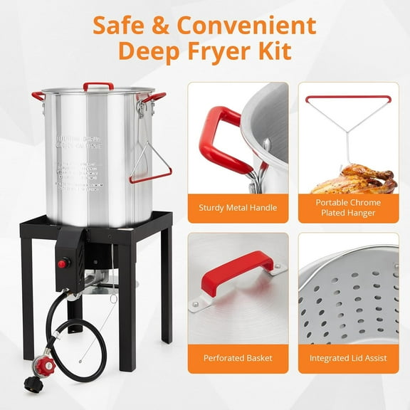 Historyli 30QT Turkey Fryer&10QT Fish Fryer Combo Kit,Turkey Deep Fryer,Propane Burner,Aluminum Seafood Crawfish Boiler Pot with Basket&Stove Burner Stand