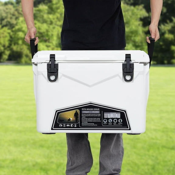 Historyli 35 QT Portable Hard Cooler,Heavy Duty Cooler Ice Chest,Insulated Cooler,Cold Retention for Travel,Beach,White