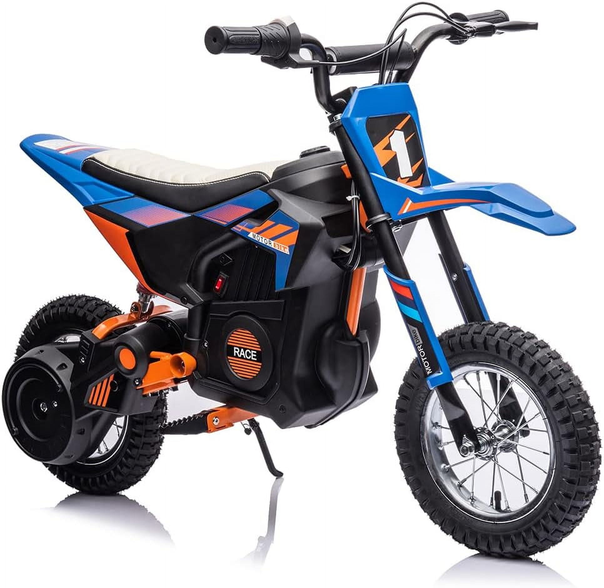 Historyli 36V Ride On Dirt Bike,Electric Off Road Motorcycle with 500W Brushed Motor,Fast Speed Up to 15.5 Mph,Max Load 175 Lbs,Led Light,Leather Seat,Disc Brake,Air-Filled Tires,Blue