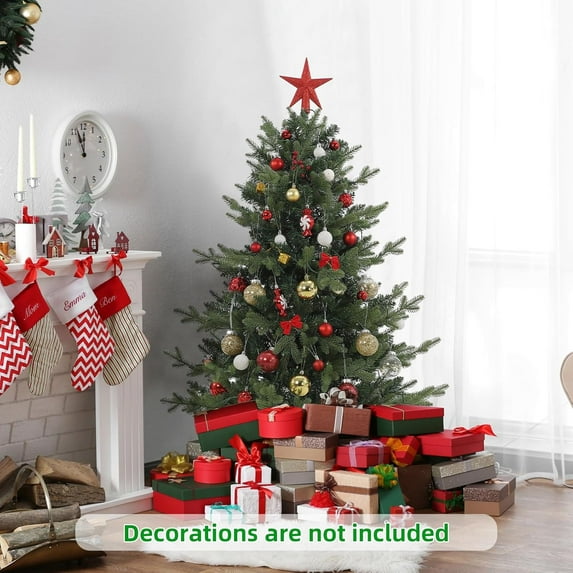 Historyli 4 Ft Small Xmas Tree,Artificial Christmas Tree with 150 Warm White Lights, 265 Full Branches, Traditional Green Christmas Tree for Home, Office Decoration,Green