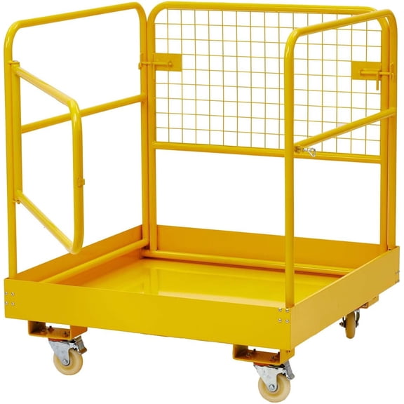 Historyli 43X45 in Forklift Safety Cage With wheels,1400 LBS Capacity,Heavy Duty Work Platform for Aerial Maintenance & Repair,With wheels