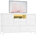 thumbnail image 1 of Historyli 47.4 Inch 8-Drawer TV Stand Up to 50 Inch TV,Drawers Dresser with RGB LED Light and Power Outlet,Chest of Drawers for Hallway,Entertainment Center with Storage for Living Room,White leather, 1 of 7