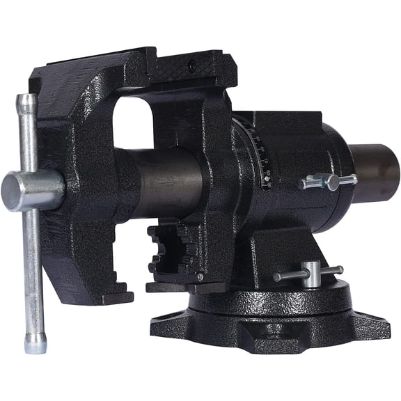 Historyli 5 Inch Multipurpose Bench Vise,Multi-Jaw Bench Vise with 360-Degree Rotation and Swivel Base Head,Black