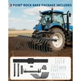 thumbnail image 1 of Historyli 50 Inch 3-Point Landscape Rake, 360° Rotation Rake with 17 Spring Steel Tines, Black, 1 of 7