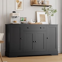 Historyli 55 in Wood Sideboard Buffet Cabinet with Storage,Dining Room Cabinet with Drawer,Shelves & Doors,Slim Coffee Bar Station Credenzas for Living Room,Black