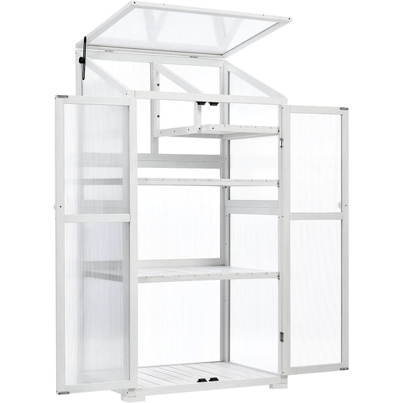 Historyli 6-Tier Mini Greenhouse for Indoor Outdoor,Small Plant Green House Rack Stand,Sturdy Portable Greenhouses Gardening Shelves,31.5" Lx22.4 Wx62 H,White