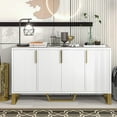 thumbnail image 1 of Historyli 60 Inch Sideboard Buffet,4 Doors Modern Kitchen Storage Cabinet with Marble Sticker Tabletop,Metal Legs for Dining Living Room Entryway,White, 1 of 7