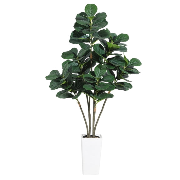 Historyli 6FT Artificial Fiddle Leaf Tree,Faux Ficus Lyrata Silk Plant with White Planter, Realistic Floor Fig for Indoor Home Office Decor